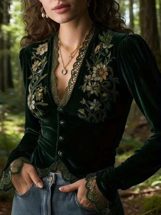 Laiza™ - Blumig besticktes Oberteil