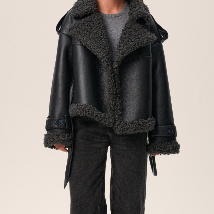 Geraldine™ – Gürtel-Shearling-Mantel