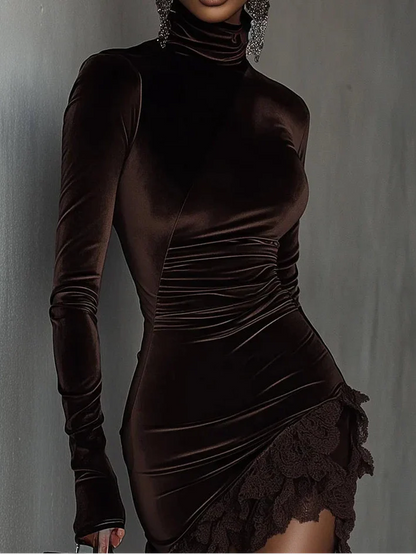 Maryann™ – Mini-Kleid aus Samt mit geschnürtem Saum