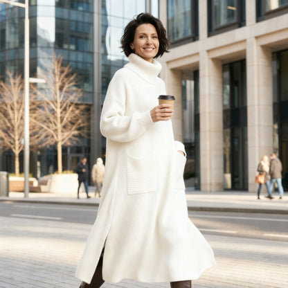 Glenda™ - Damen Oversize Strickkleid Rollkragen