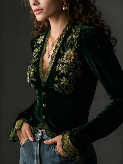 Laiza™ - Blumig besticktes Oberteil