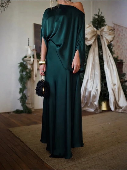 Alfy™ – Wandelbares Oberteil mit Drapierung und maxi-langem A-Linien-Rock