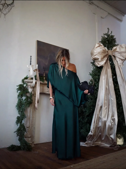 Alfy™ – Wandelbares Oberteil mit Drapierung und maxi-langem A-Linien-Rock