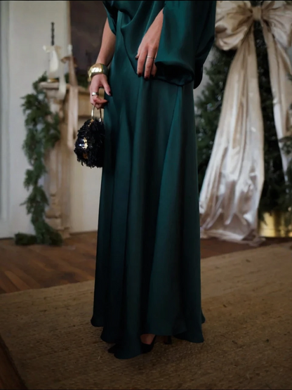 Alfy™ – Wandelbares Oberteil mit Drapierung und maxi-langem A-Linien-Rock