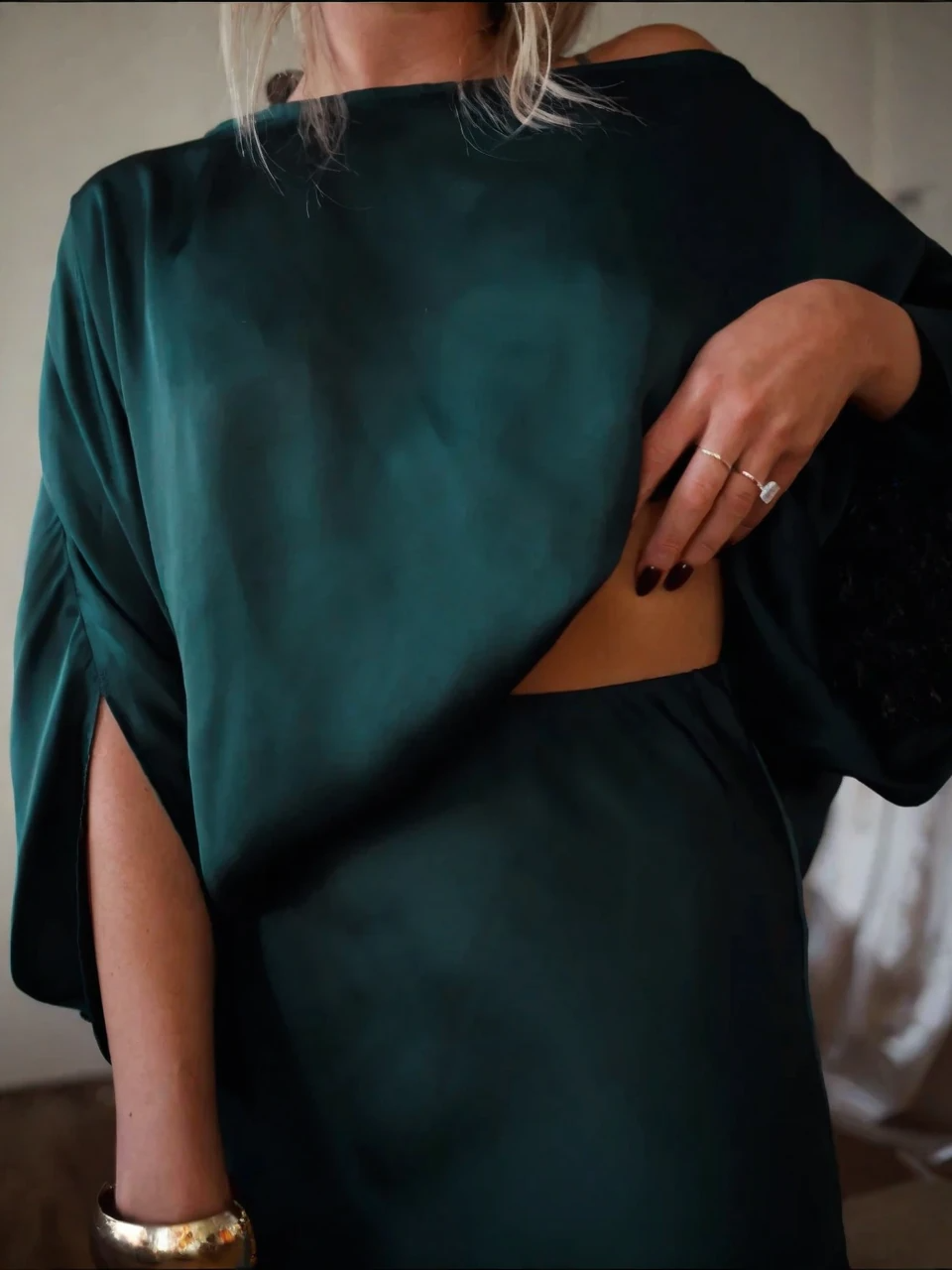 Alfy™ – Wandelbares Oberteil mit Drapierung und maxi-langem A-Linien-Rock